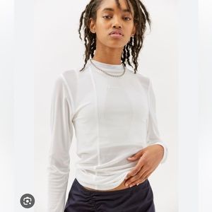 ❌SOLD❌NWT UO & Champion Top White Mesh Small Sheer Pullover